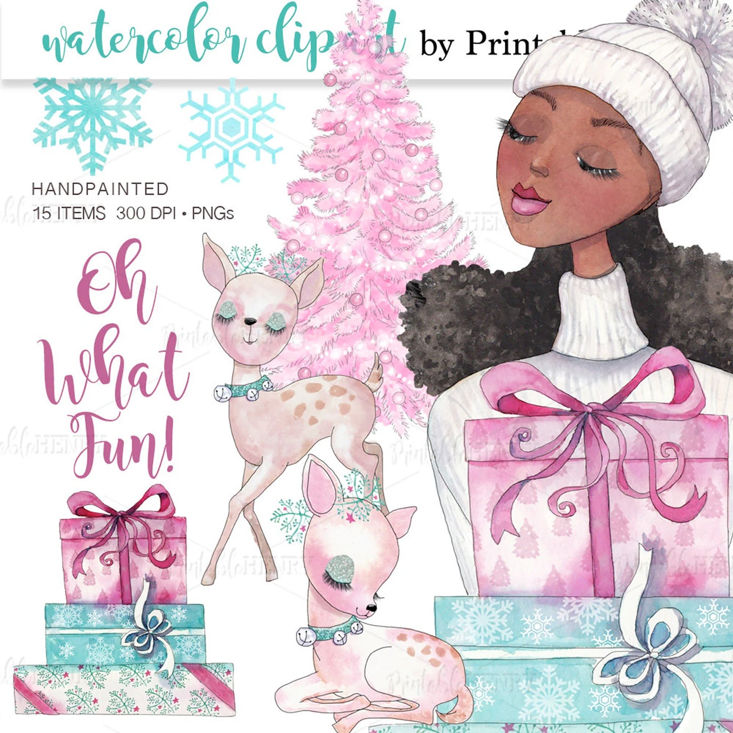 Pink Holiday Fashion Girls clipart