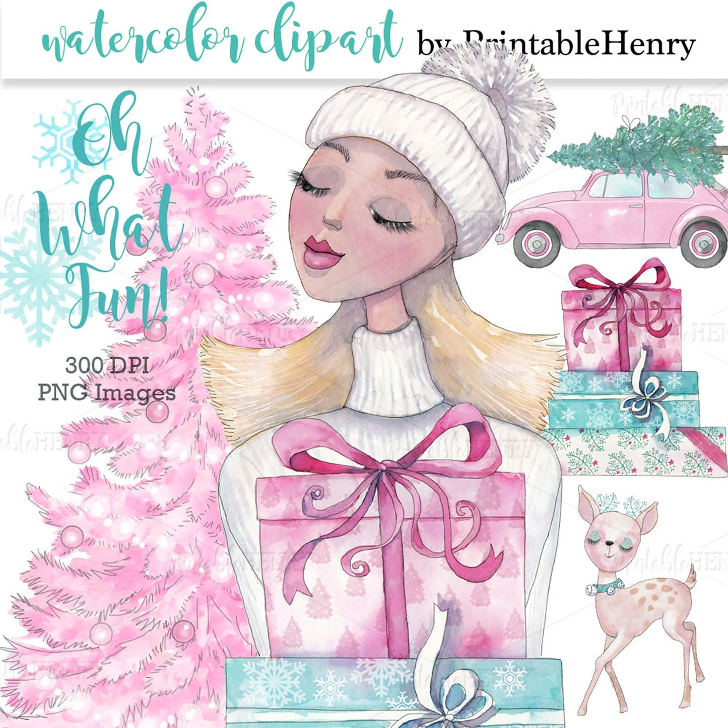 Pink Holiday Fashion Girls clipart