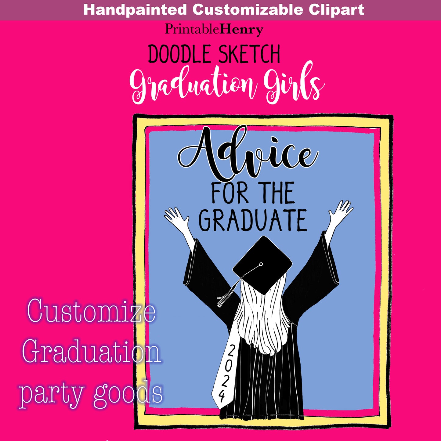 Graduation Girls Doodle clipart