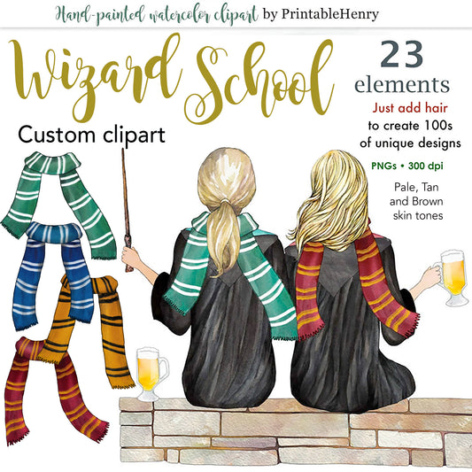 Wizard School watercolor clipart