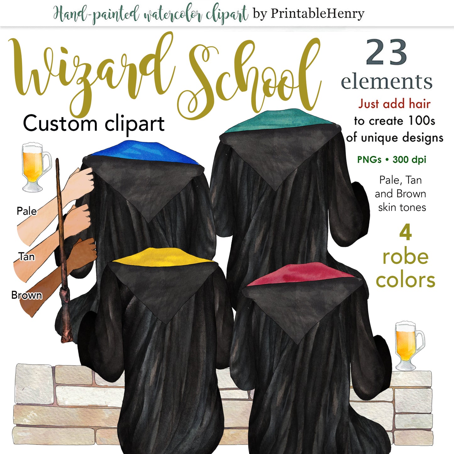Wizard School watercolor clipart