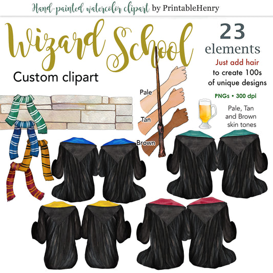Wizard School watercolor clipart