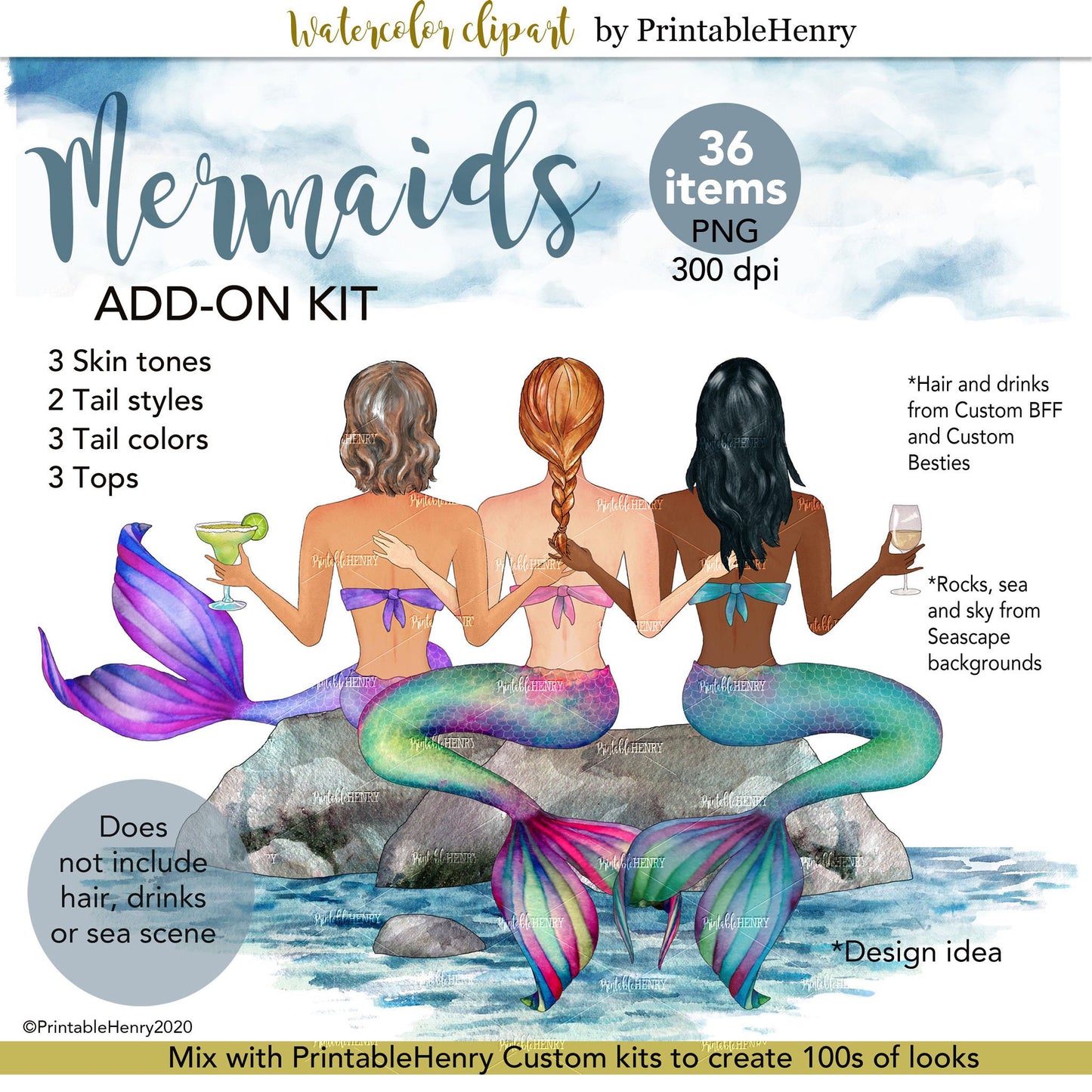 Mermaid Add-On kit - PrintableHenry