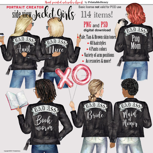 Bad Ass Girl Jacket clipart