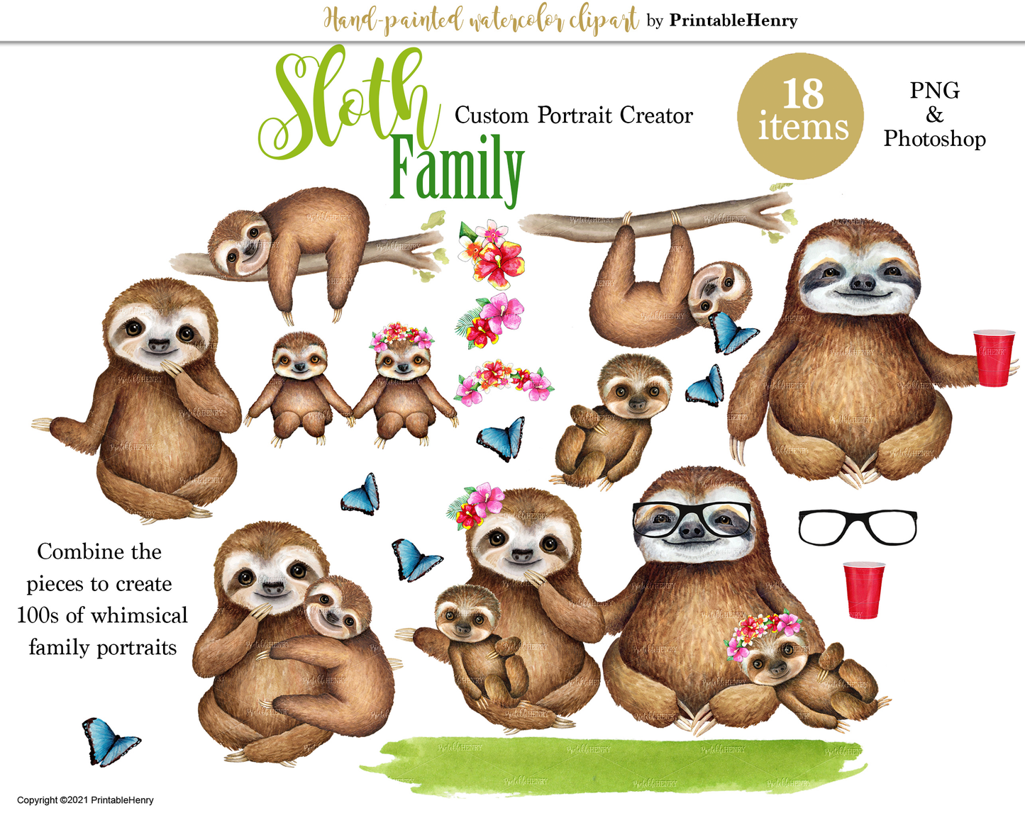 Sloth Family clipart