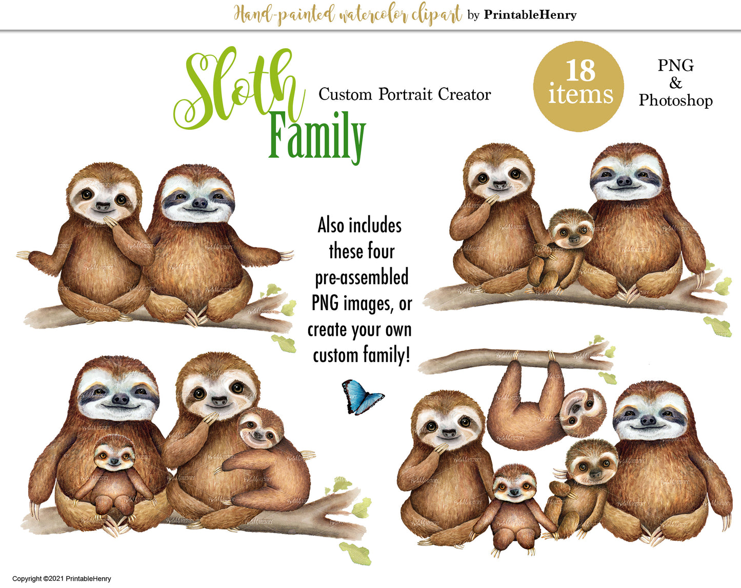 Sloth Family clipart