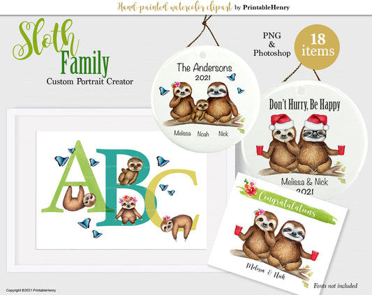 Sloth Family clipart