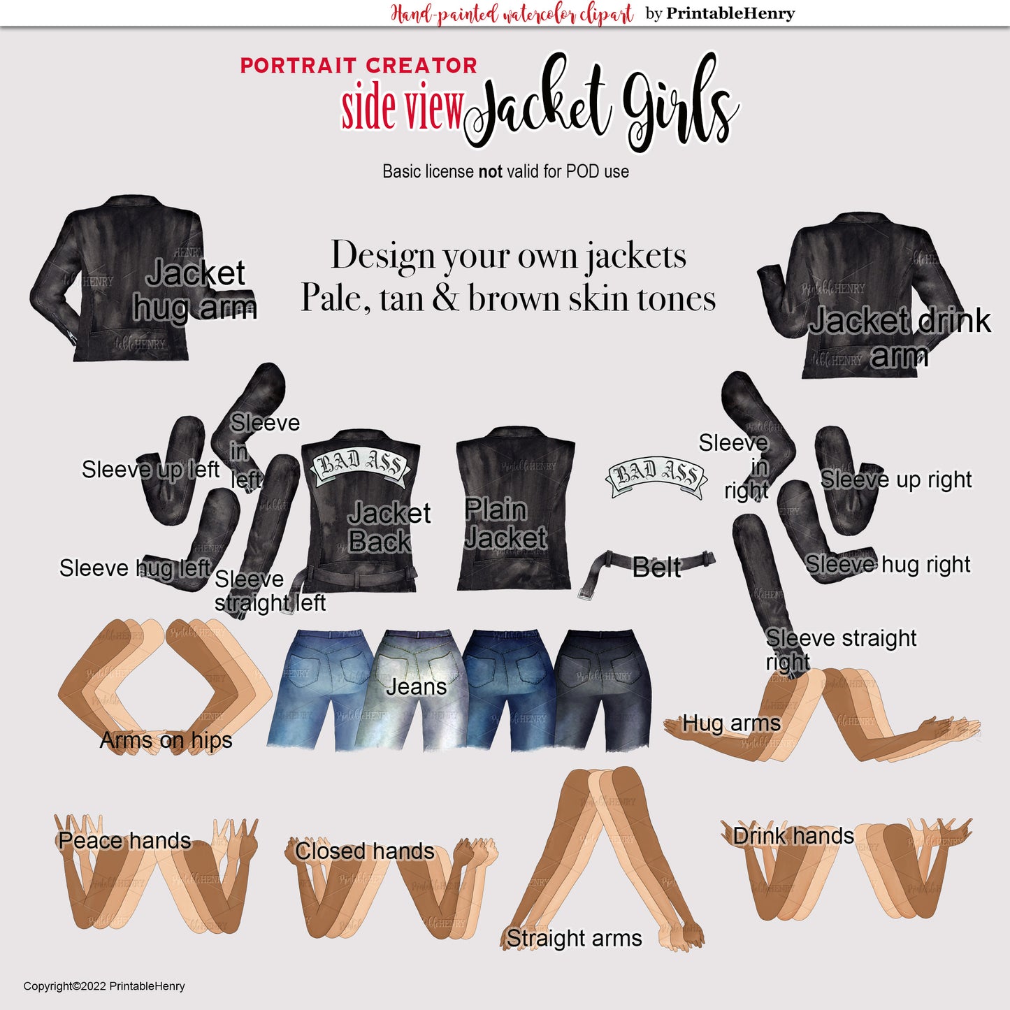 Bad Ass Girl Jacket clipart
