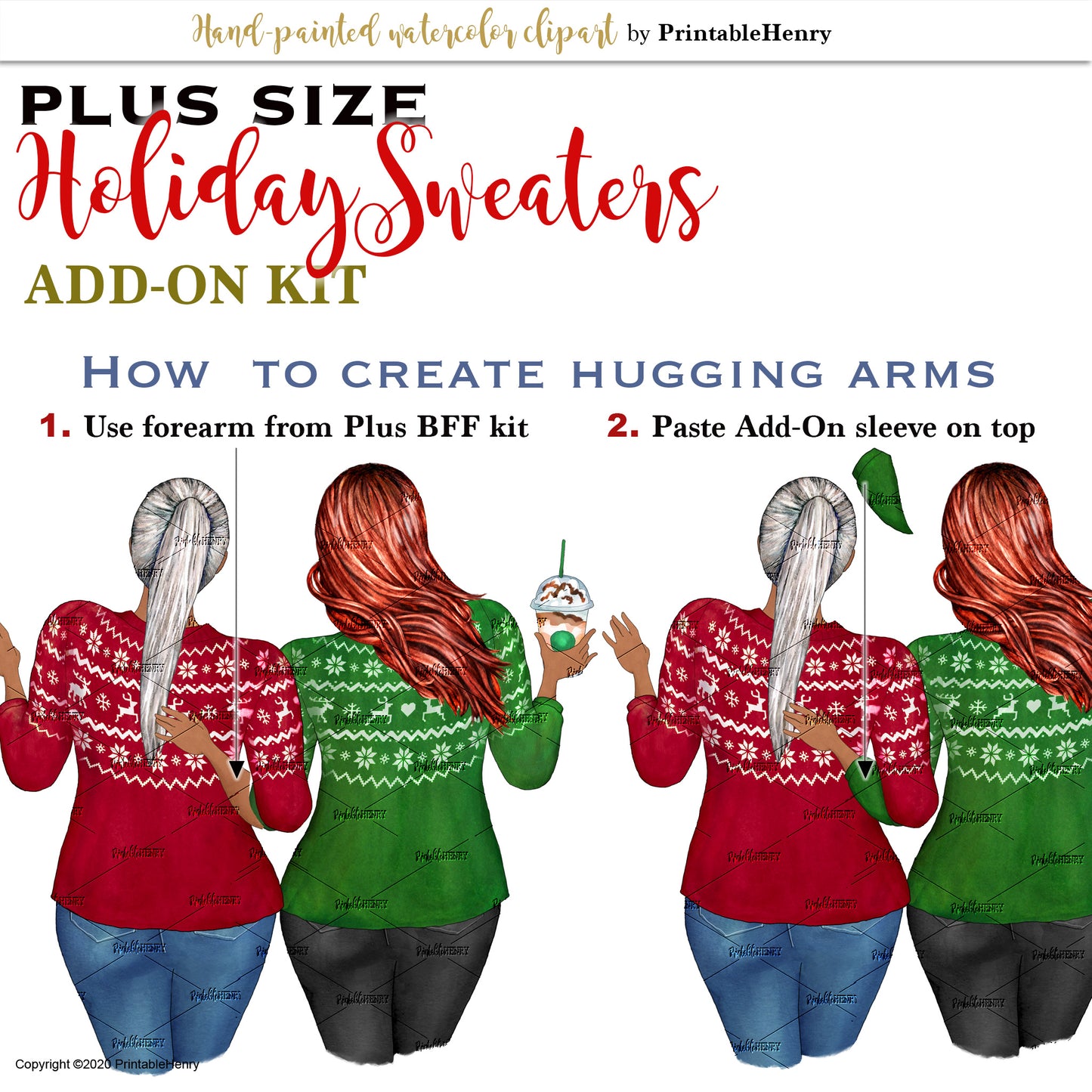 Curvy Holiday Sweaters Add-On clipart