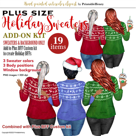 Curvy Holiday Sweaters Add-On clipart