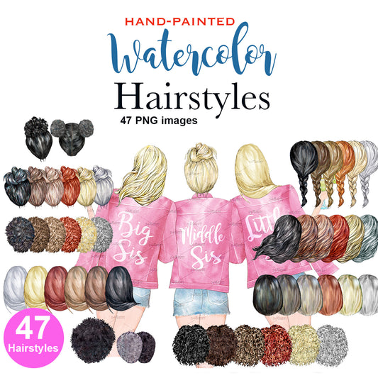 47 Hairstyles Watercolor clipart