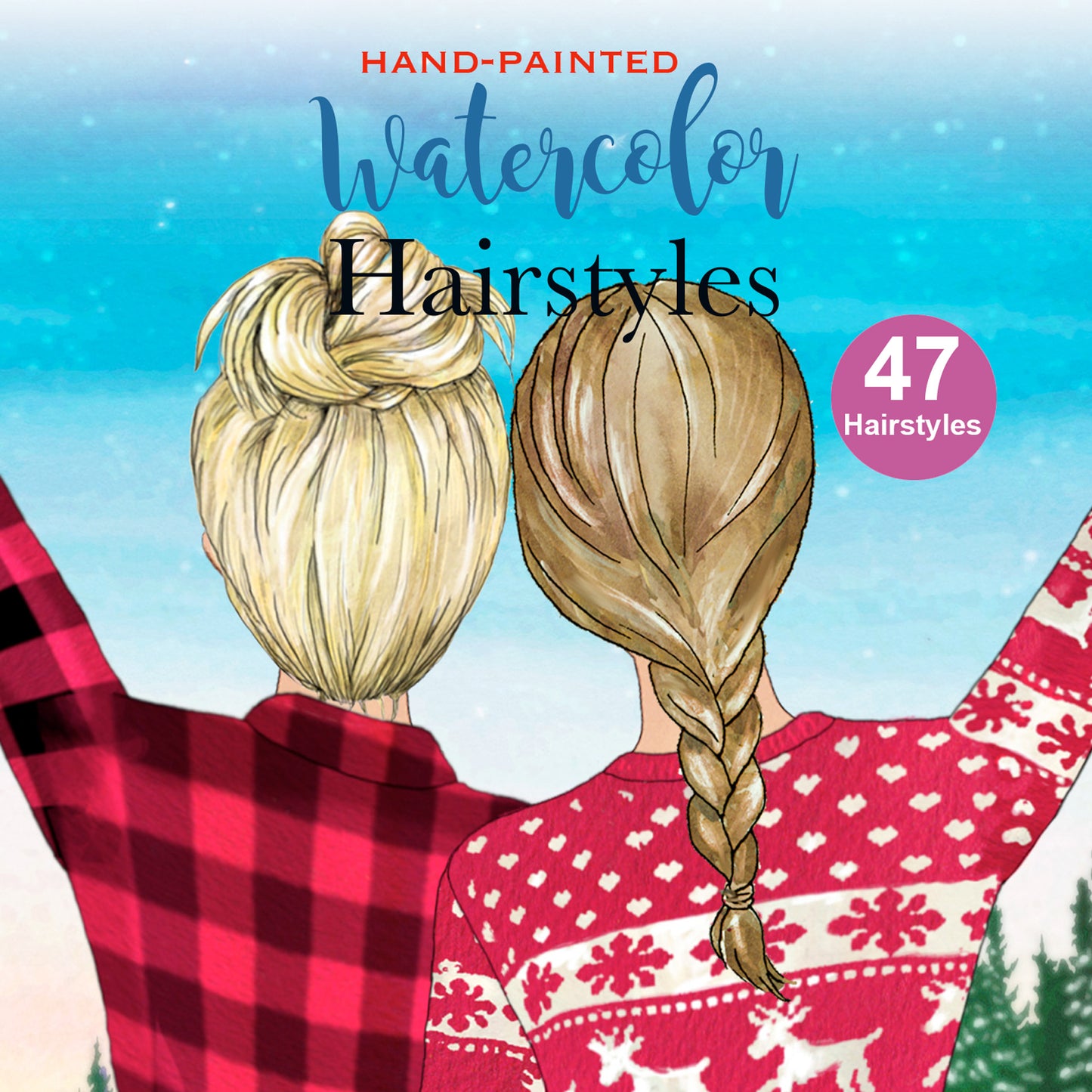 47 Hairstyles Watercolor clipart