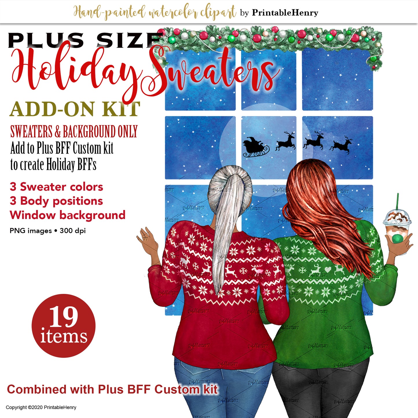 Curvy Holiday Sweaters Add-On clipart