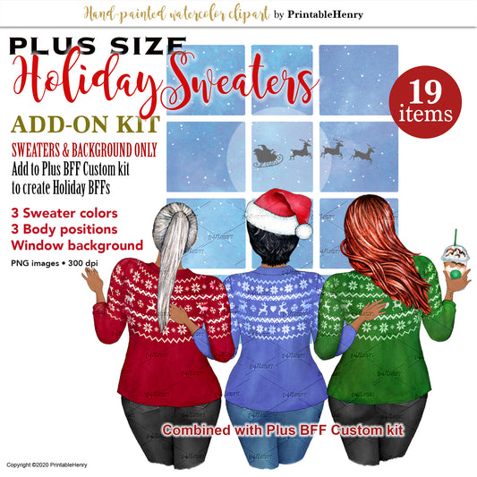 Curvy Holiday Sweaters Add-On clipart
