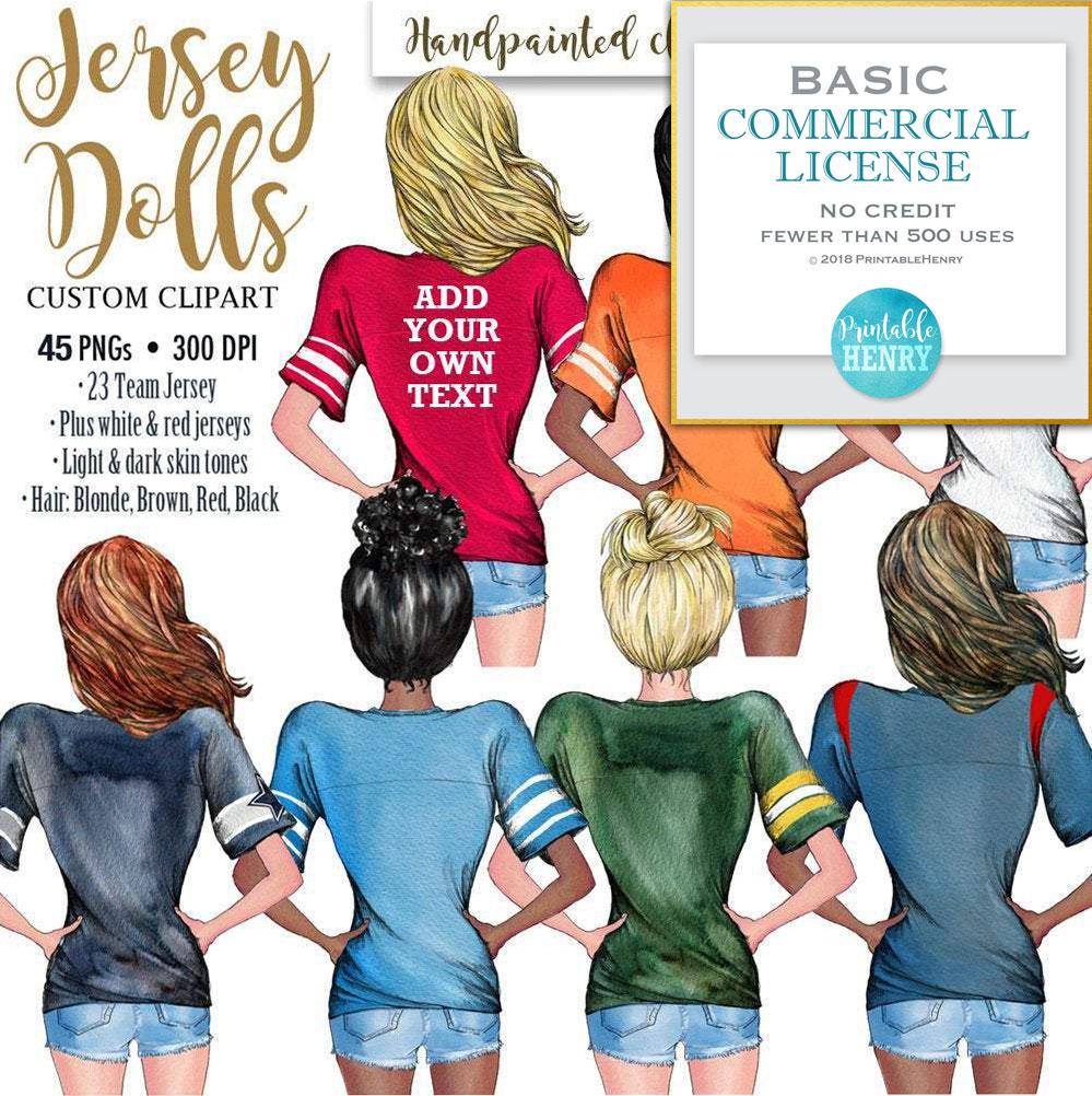Football Jersey Girls Custom clipart kit - PrintableHenry