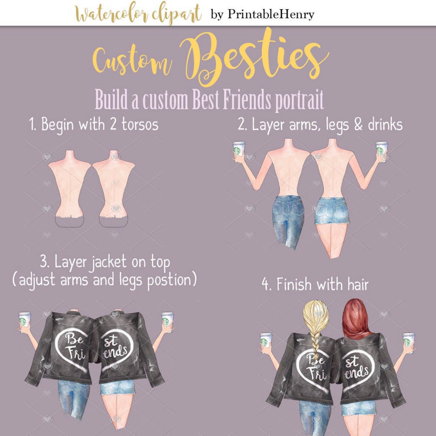 How to build a besties custom clipart portrait