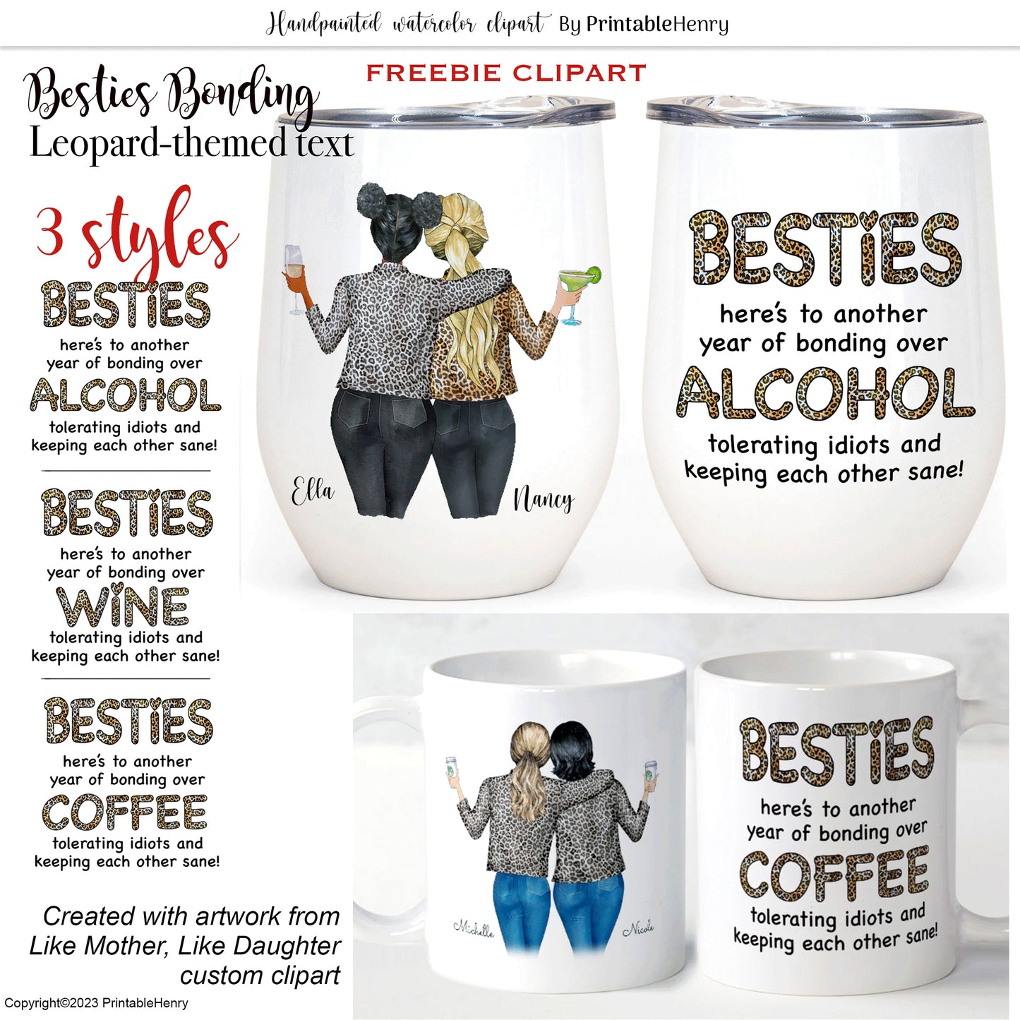 Besties Bonding Leopard text