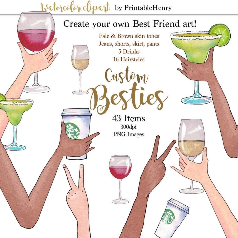 Besties Custom planner clipart kit - PrintableHenry