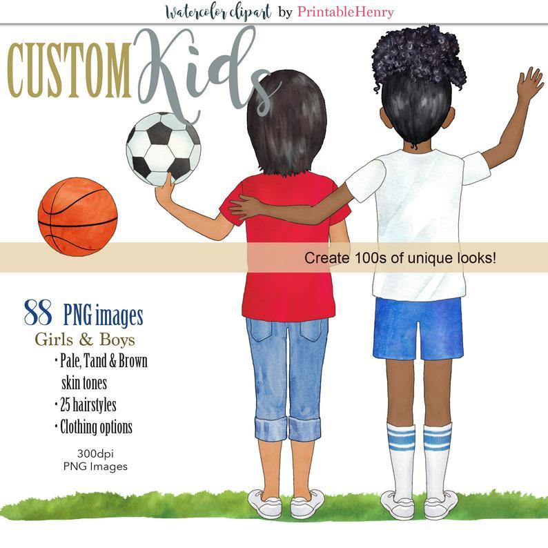 Custom Kids clipart kit - PrintableHenry