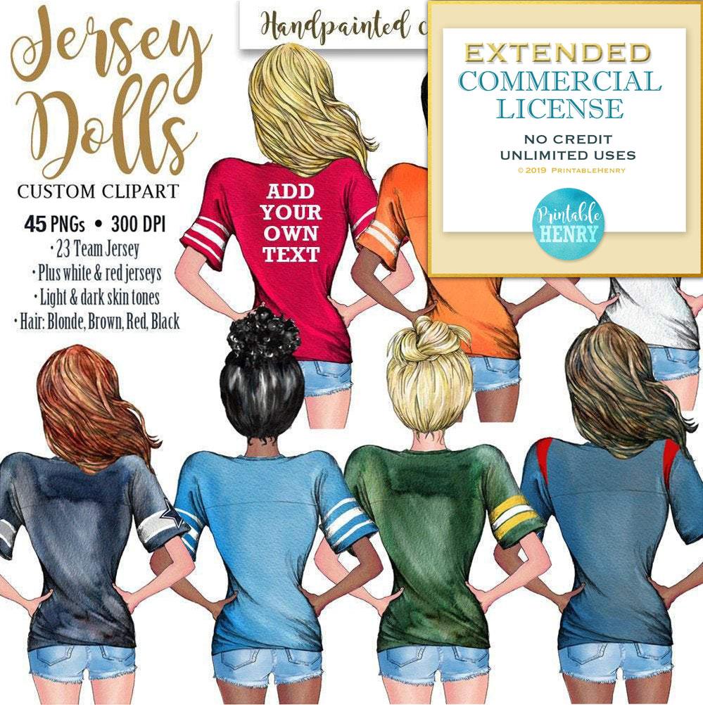 Football Jersey Girls Custom clipart kit - PrintableHenry
