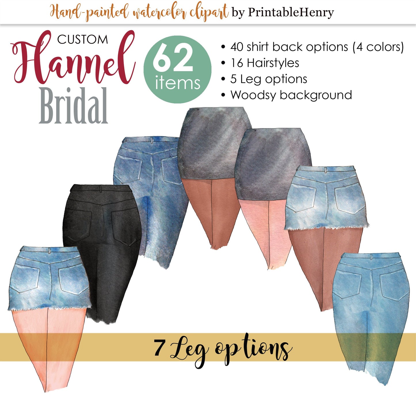 Flannel Bridal Custom clipart kit - PrintableHenry