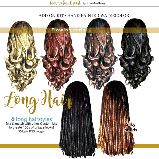 Hairstyles Long Add-On Kit - PrintableHenry