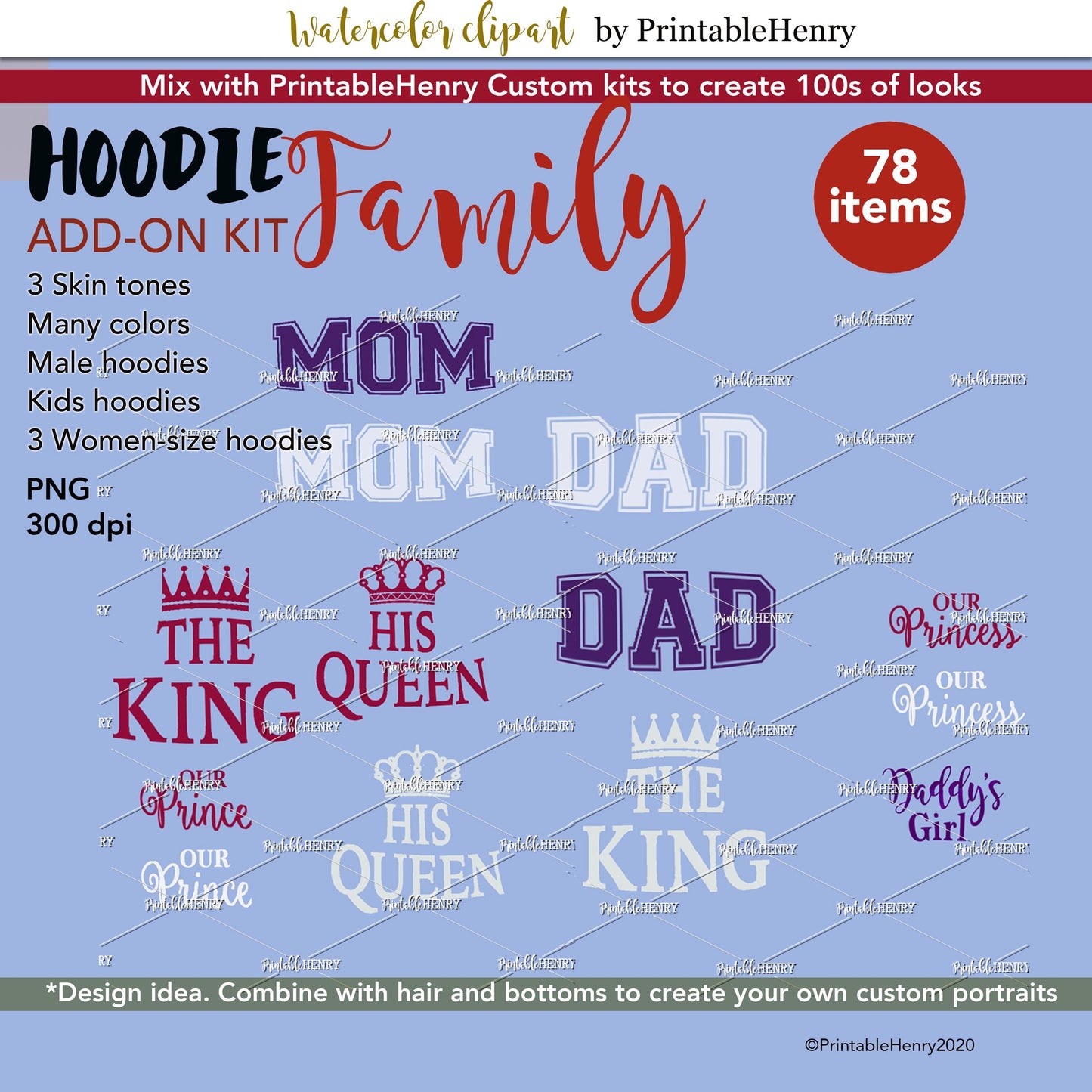 Hoodie Family Add-on kit - PrintableHenry