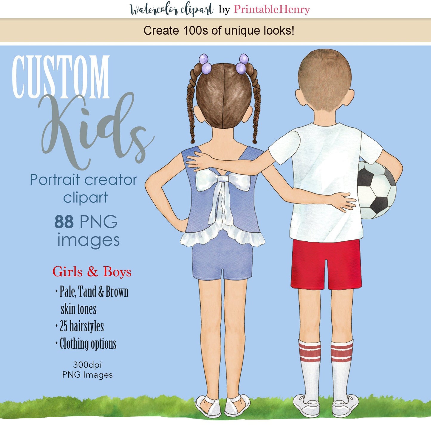 Custom Kids clipart kit - PrintableHenry