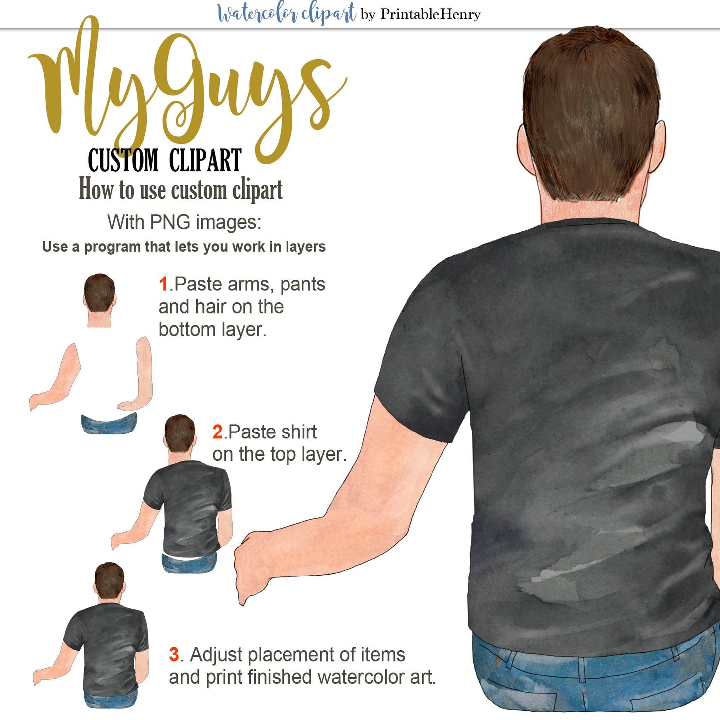 My Guys Custom clipart kit - PrintableHenry