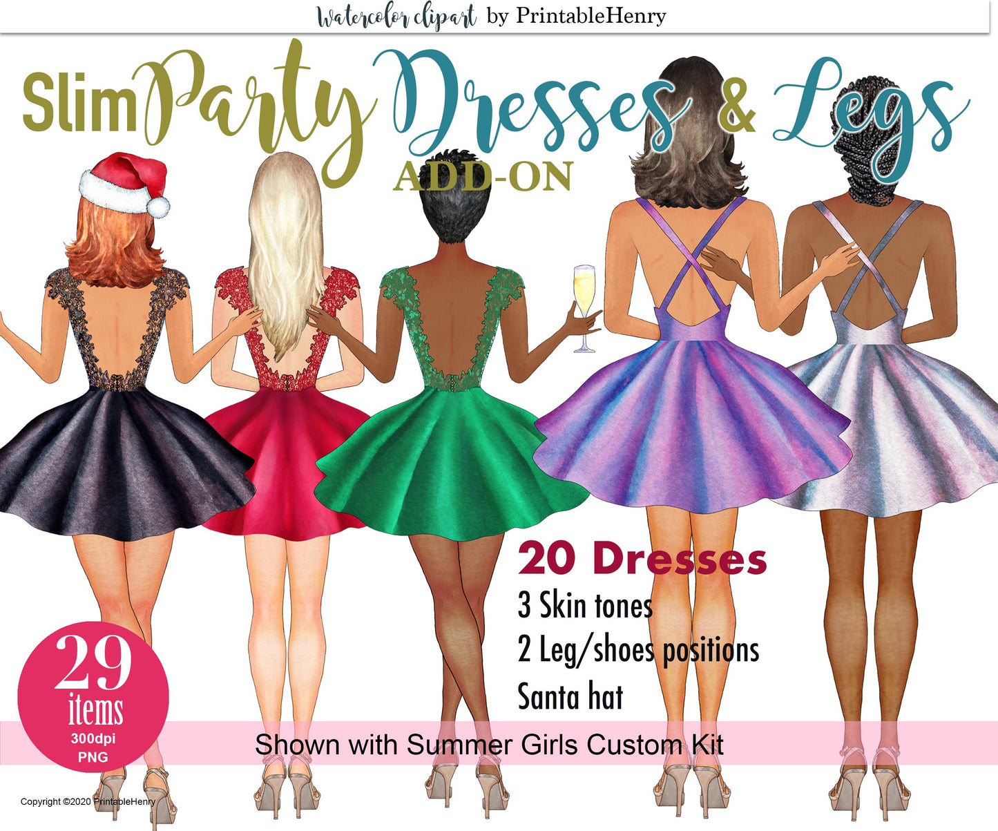 Slim Party Dresses Add-On kit - PrintableHenry