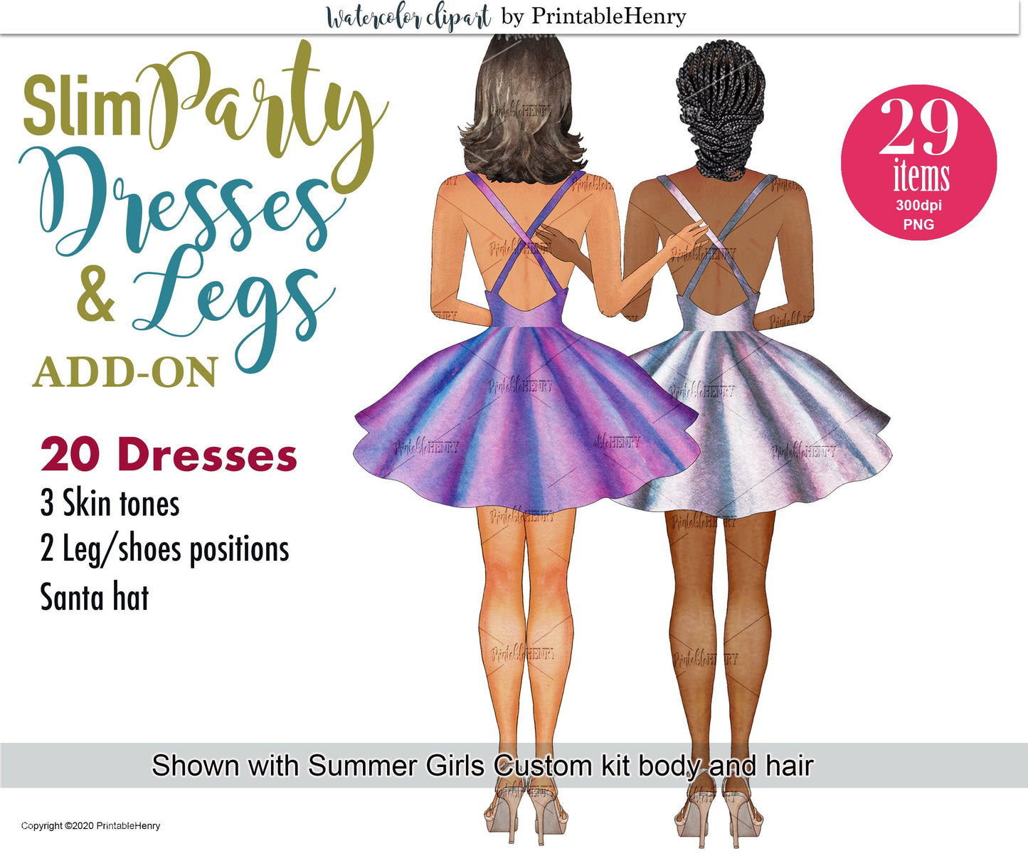 Slim Party Dresses Add-On kit - PrintableHenry