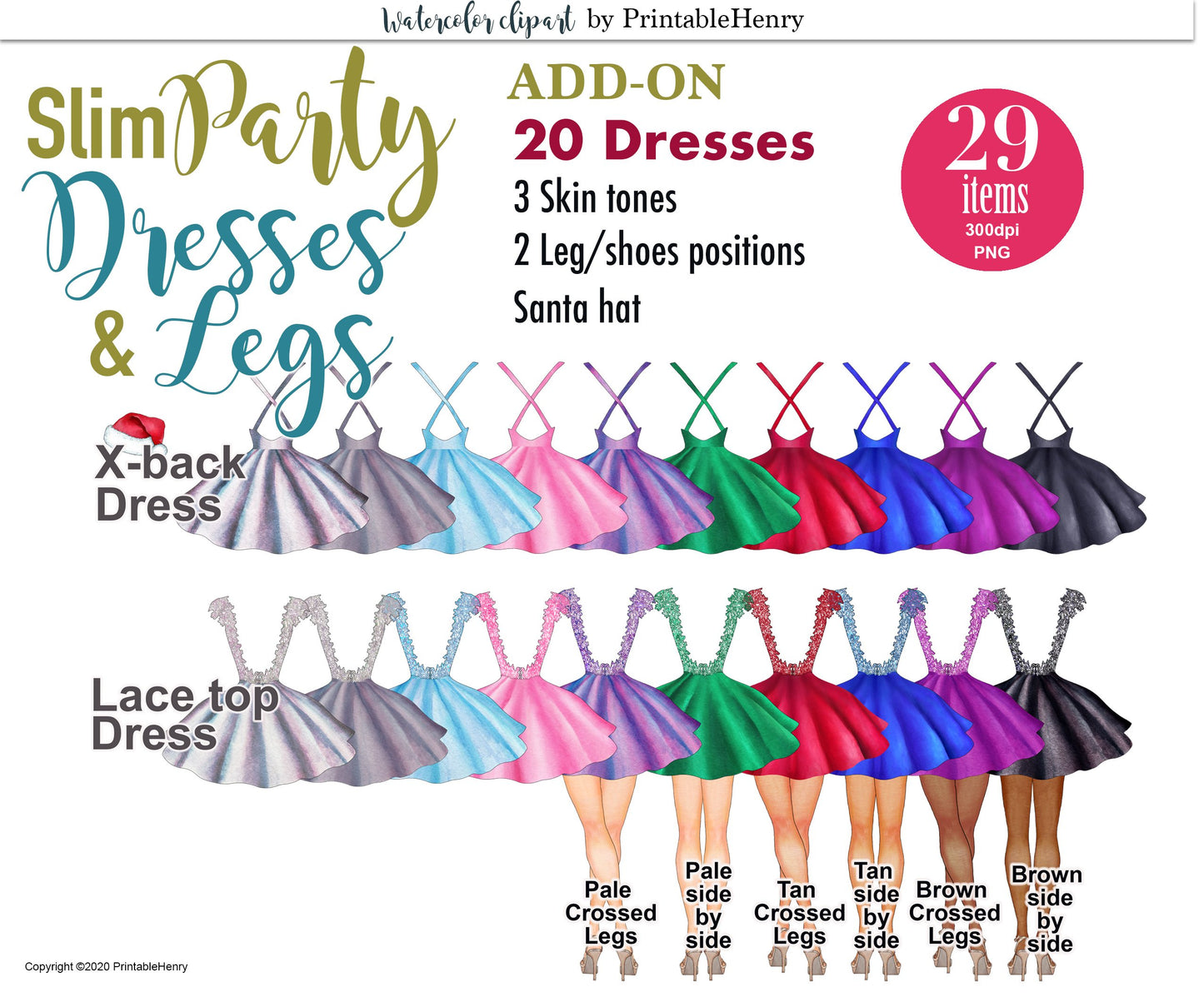 Slim Party Dresses Add-On kit - PrintableHenry