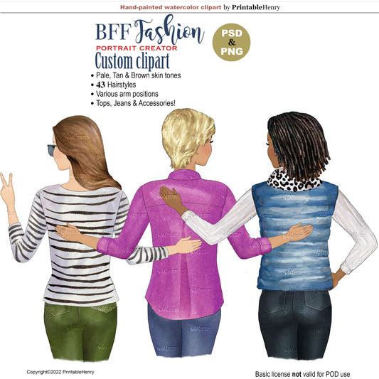 Best Friends Fashion Girls clipart