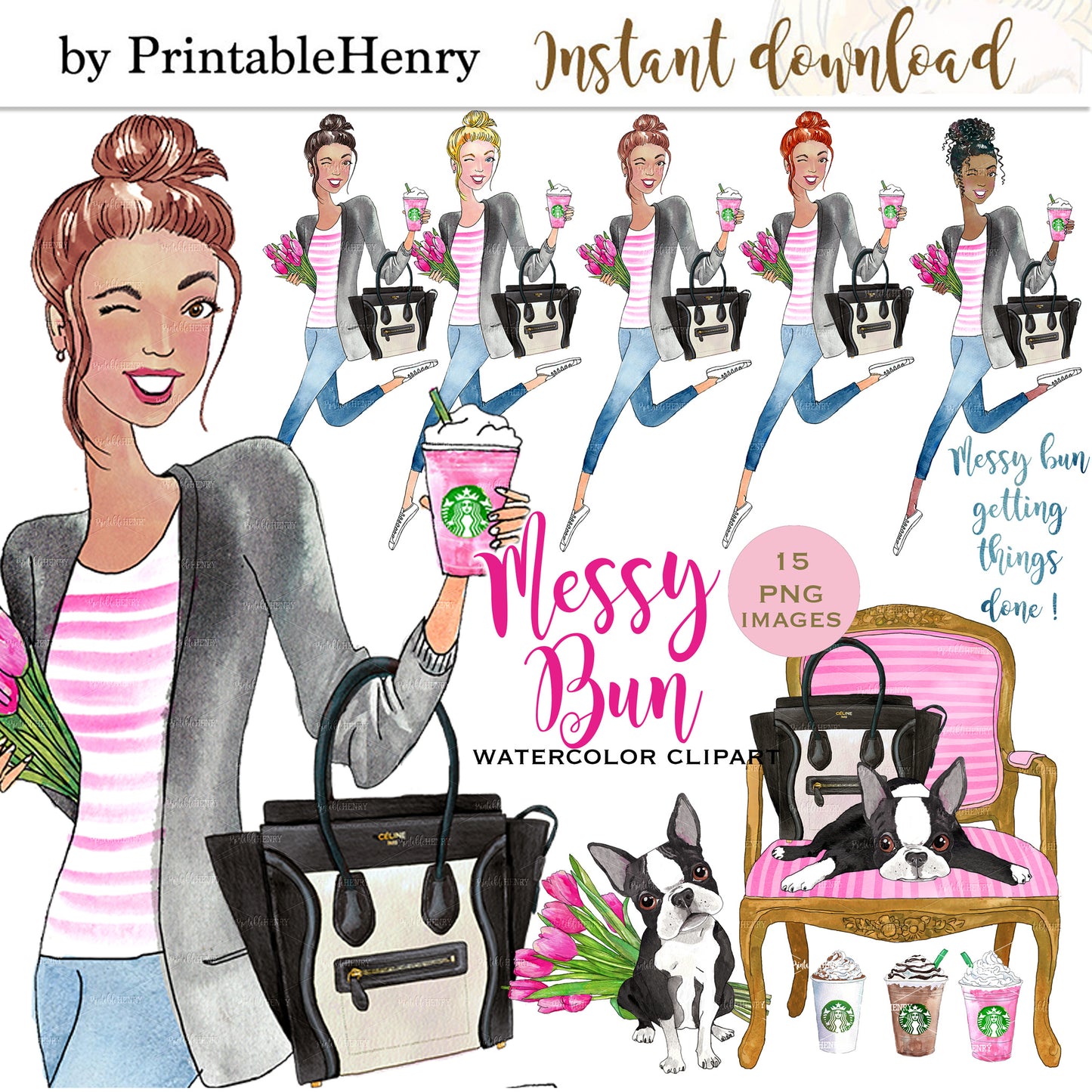 Messy Bun clipart