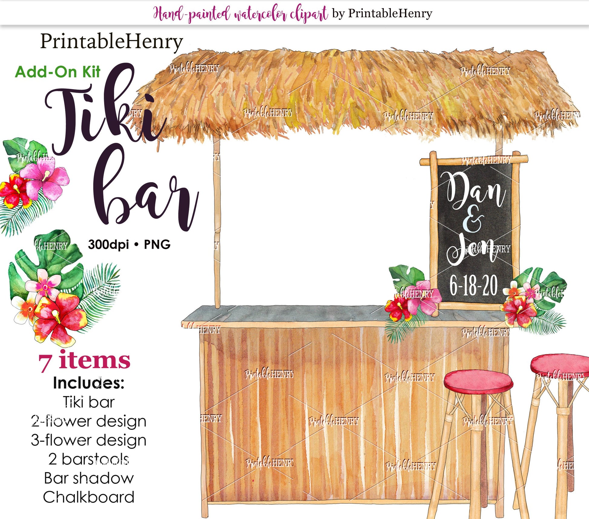 Tiki bar Add-on kit - PrintableHenry