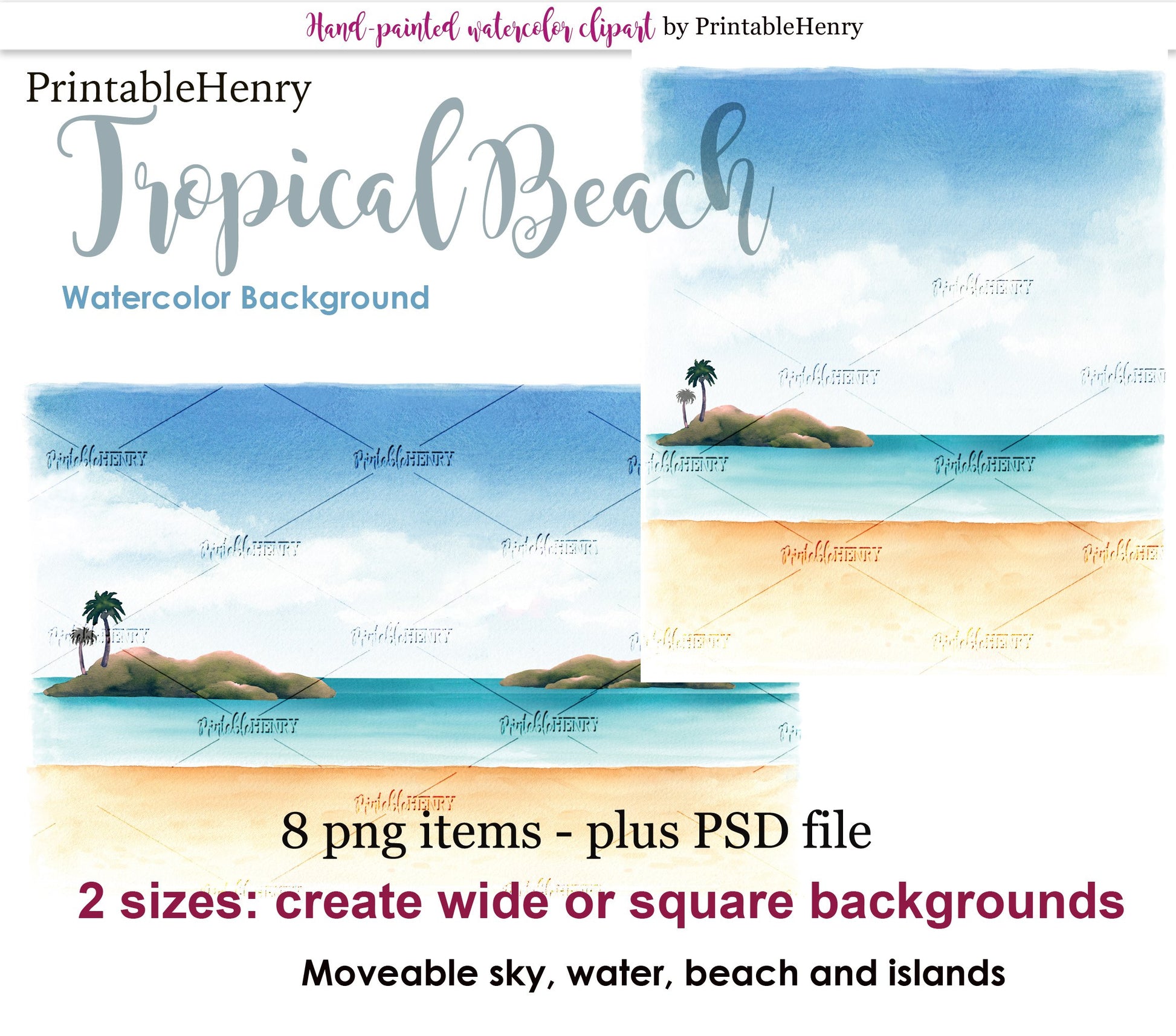 Tropical Beach background - PrintableHenry