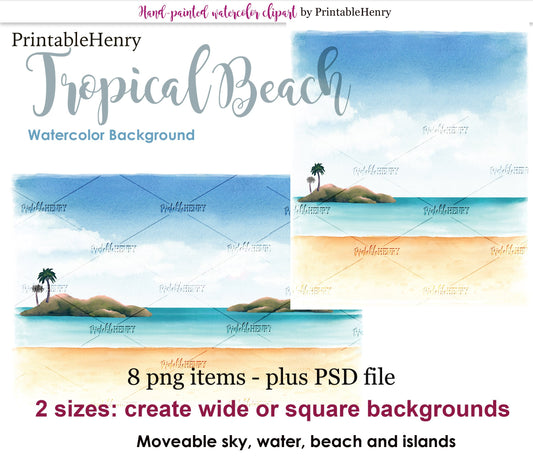 Tropical Beach background - PrintableHenry