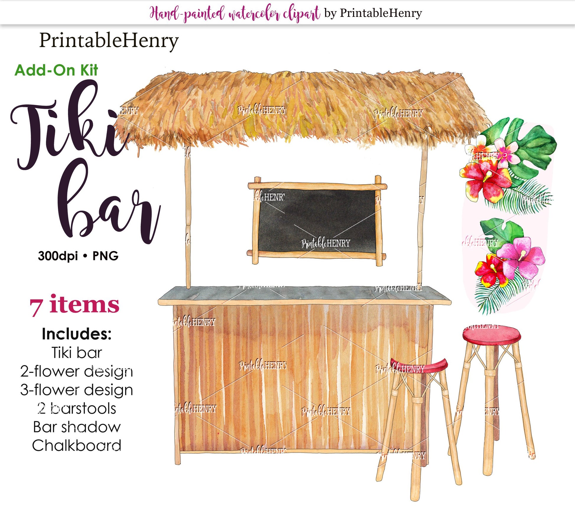 Tiki bar Add-on kit - PrintableHenry