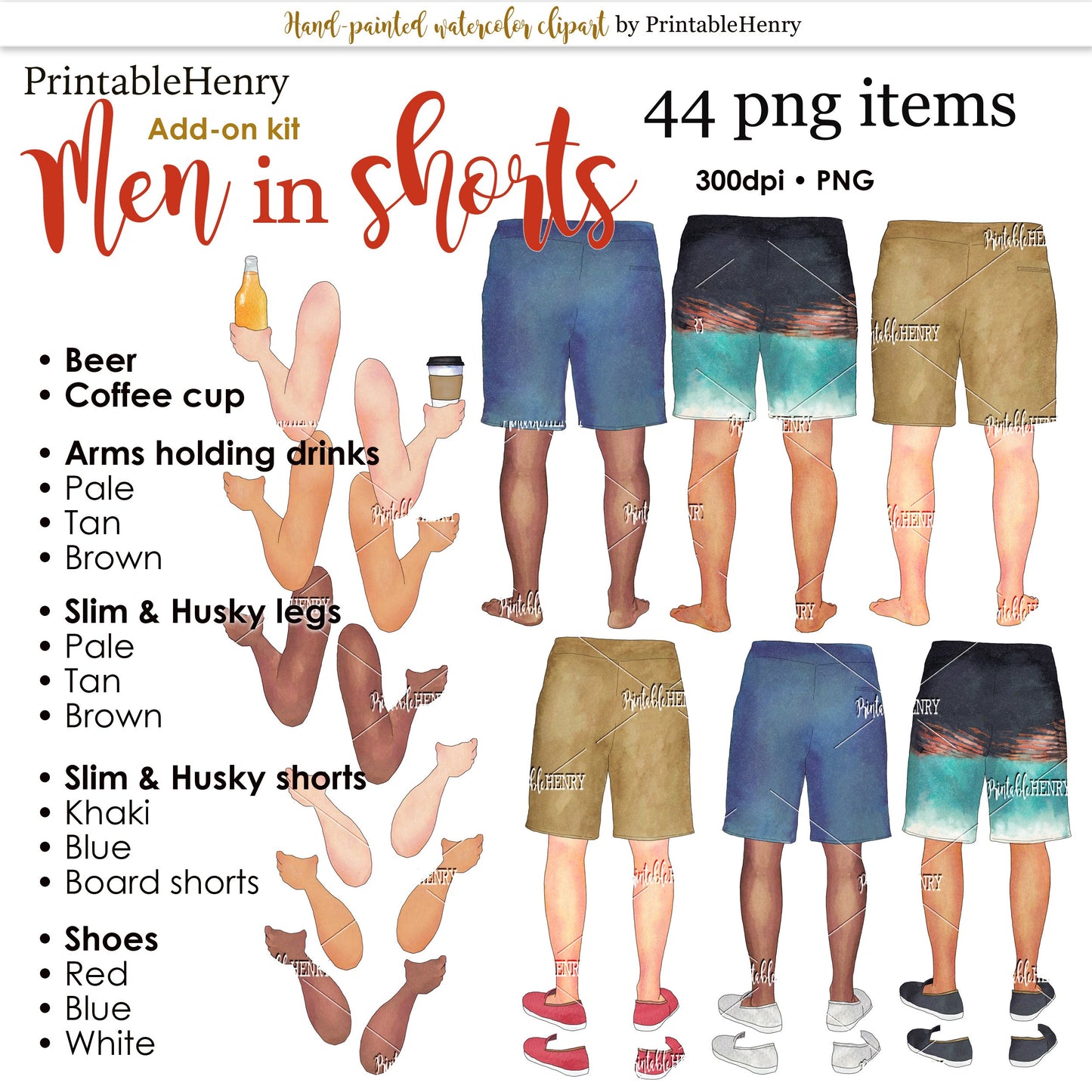 Men in Shorts Add-on kit - PrintableHenry