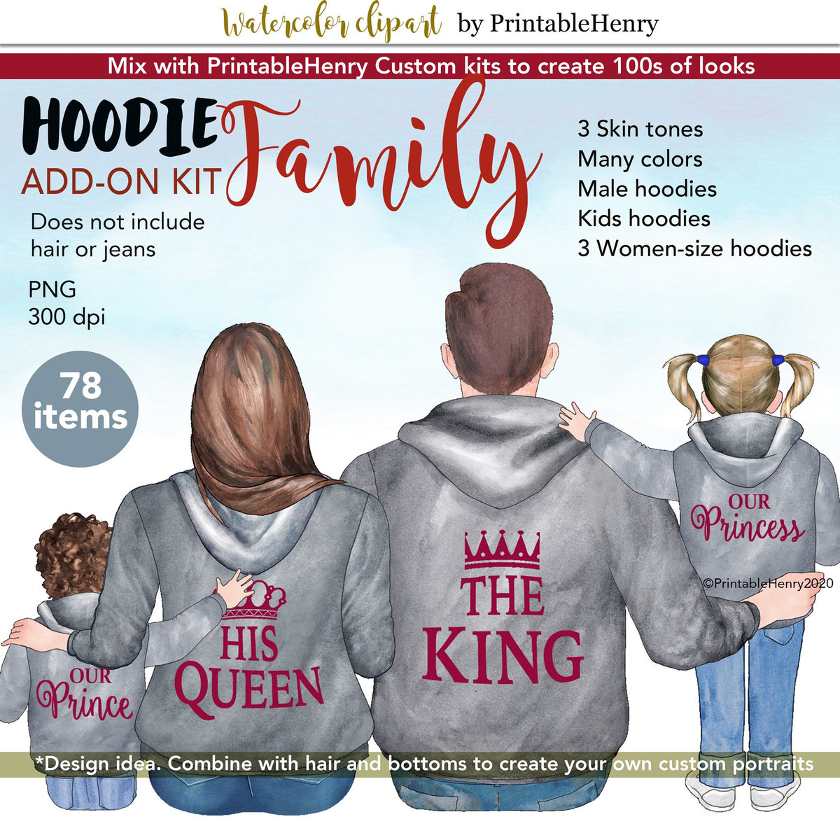 King queen and princess hoodies hot sale