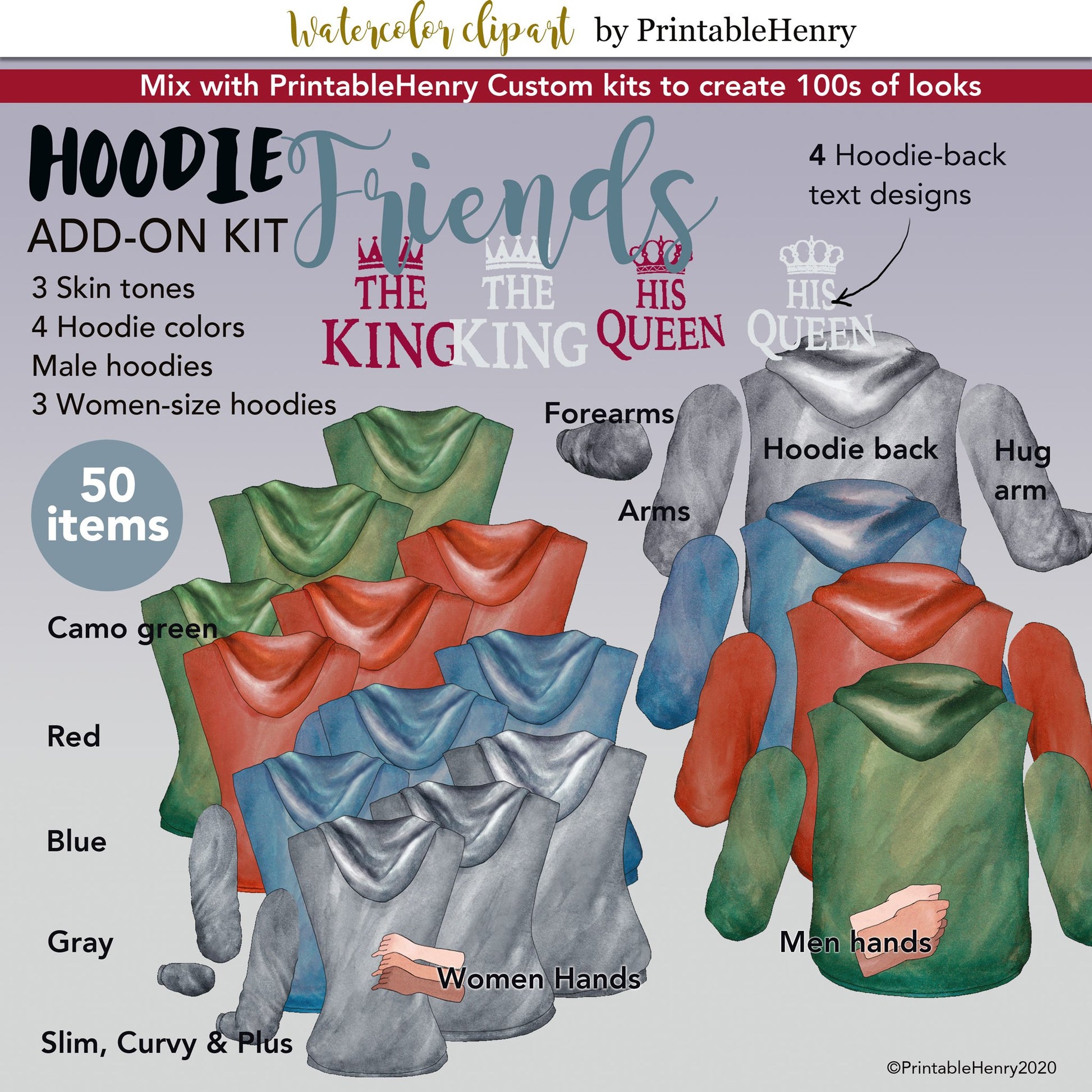 Hoodie Friends Add-on kit - PrintableHenry