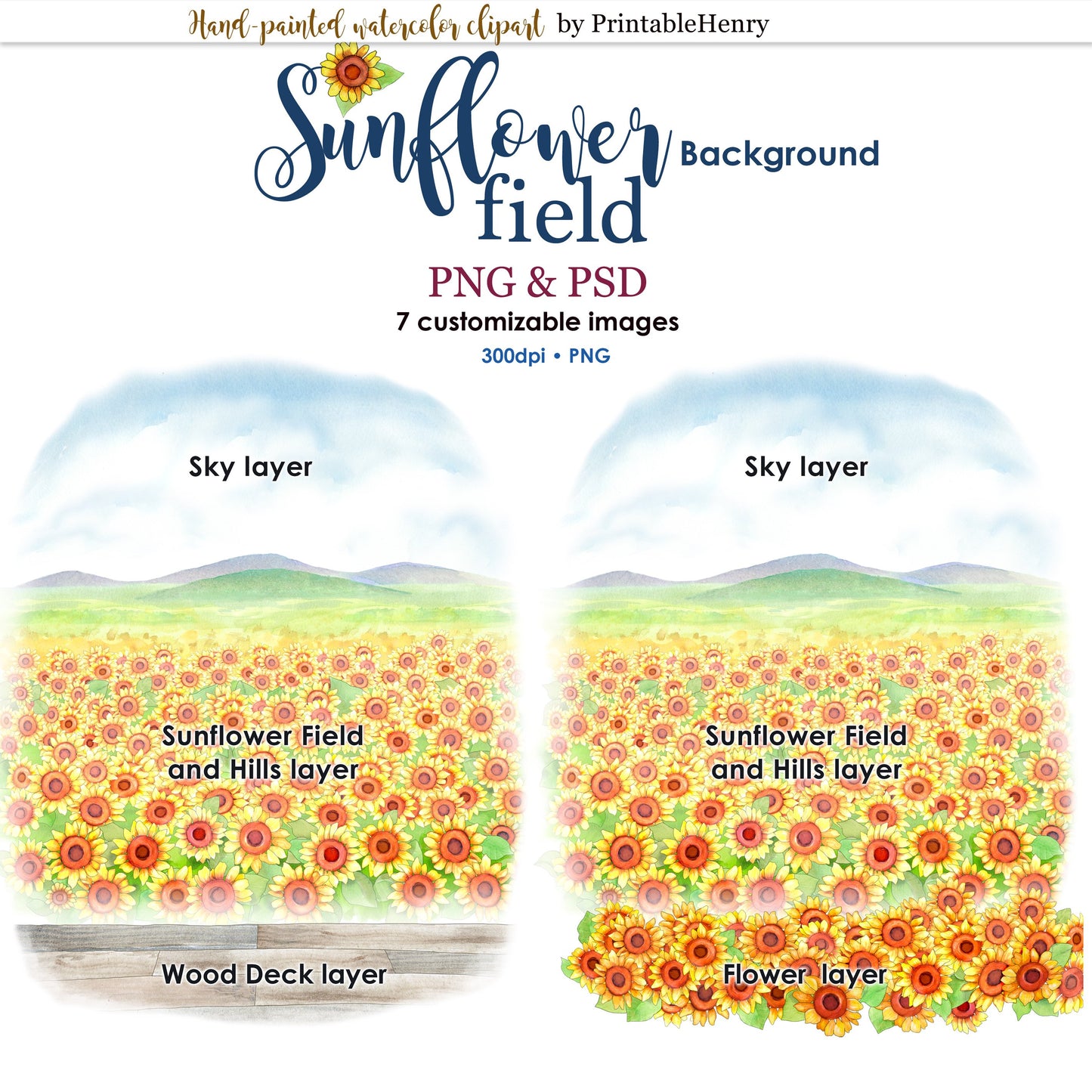 Sunflower Field Background - PrintableHenry