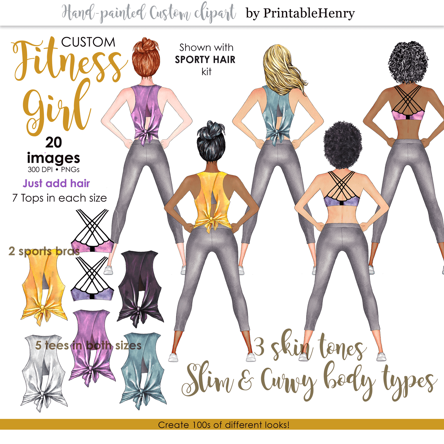 Fitness Girl Add-On kit - PrintableHenry