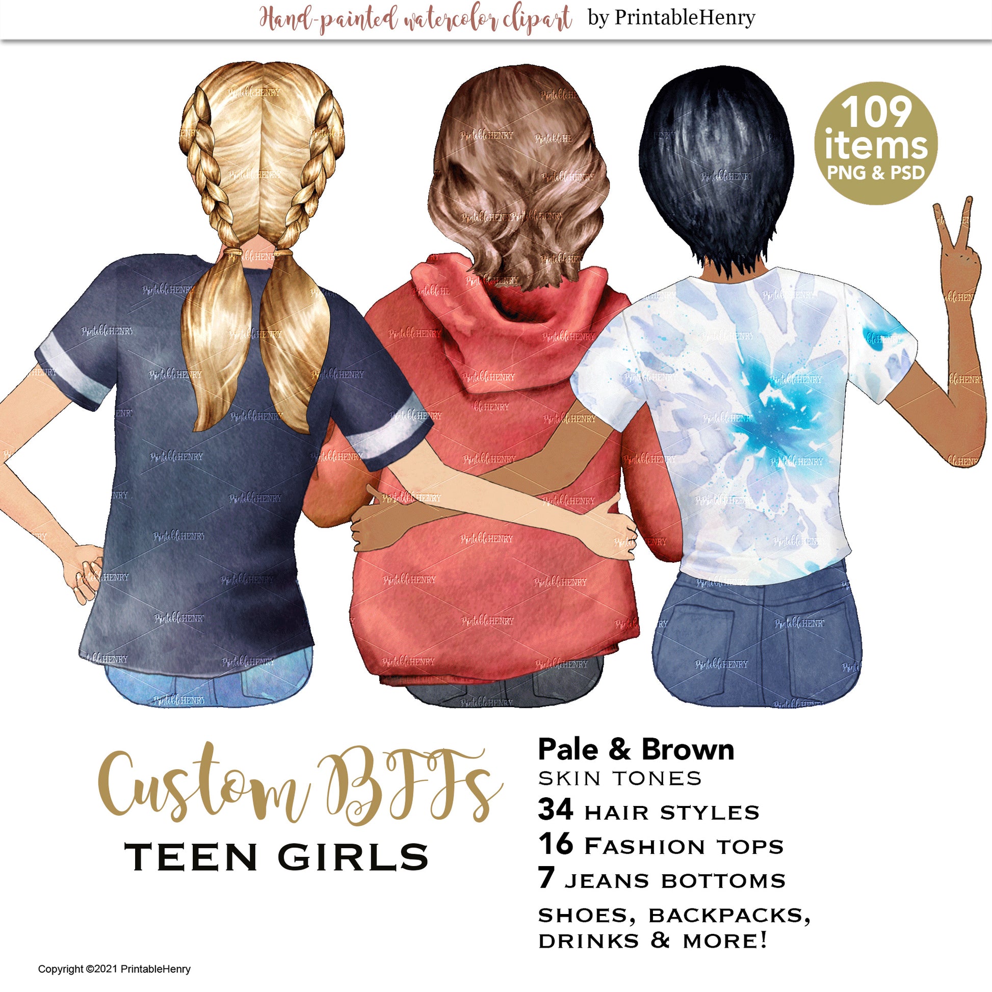 best friends clipart watercolour png