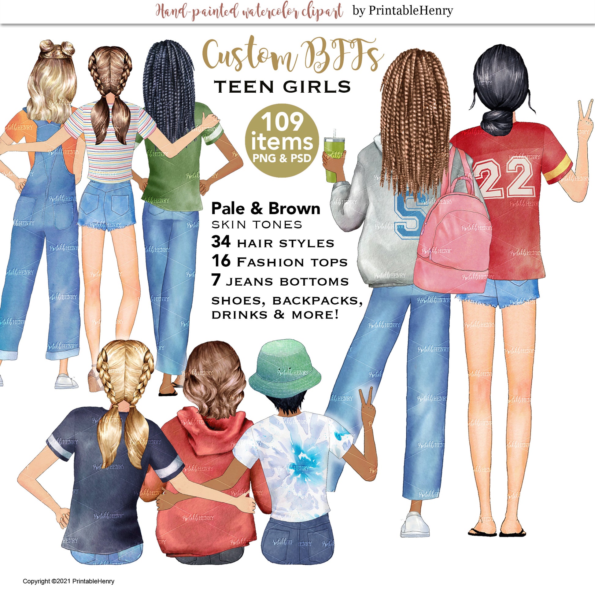 PrintableHenry teen girls best friend clipart