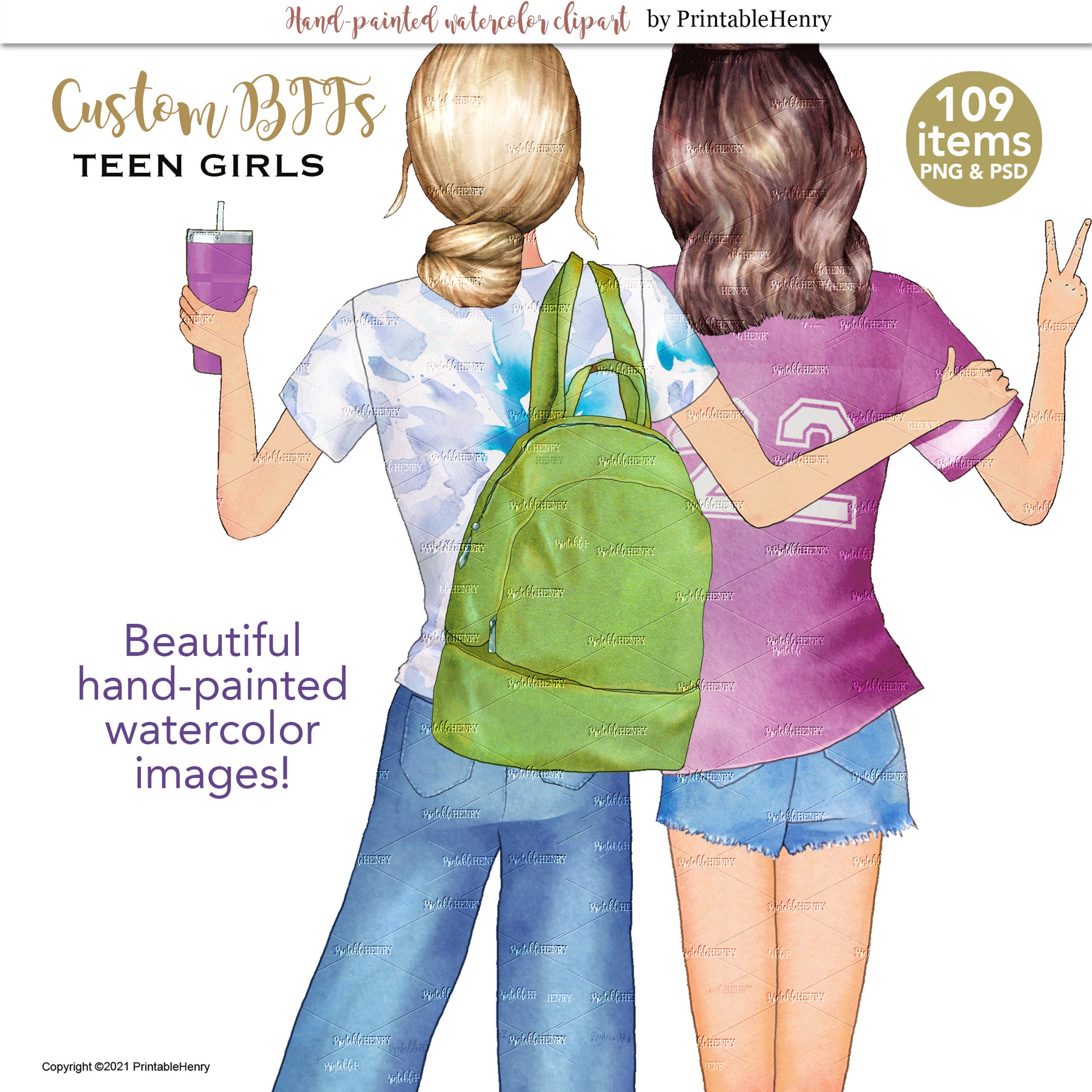 Watercolor clipart Printable Henry portrait maker