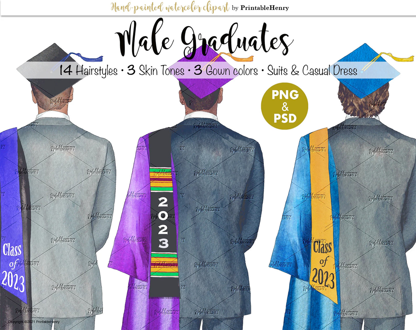 Male Grad Custom clipart kit