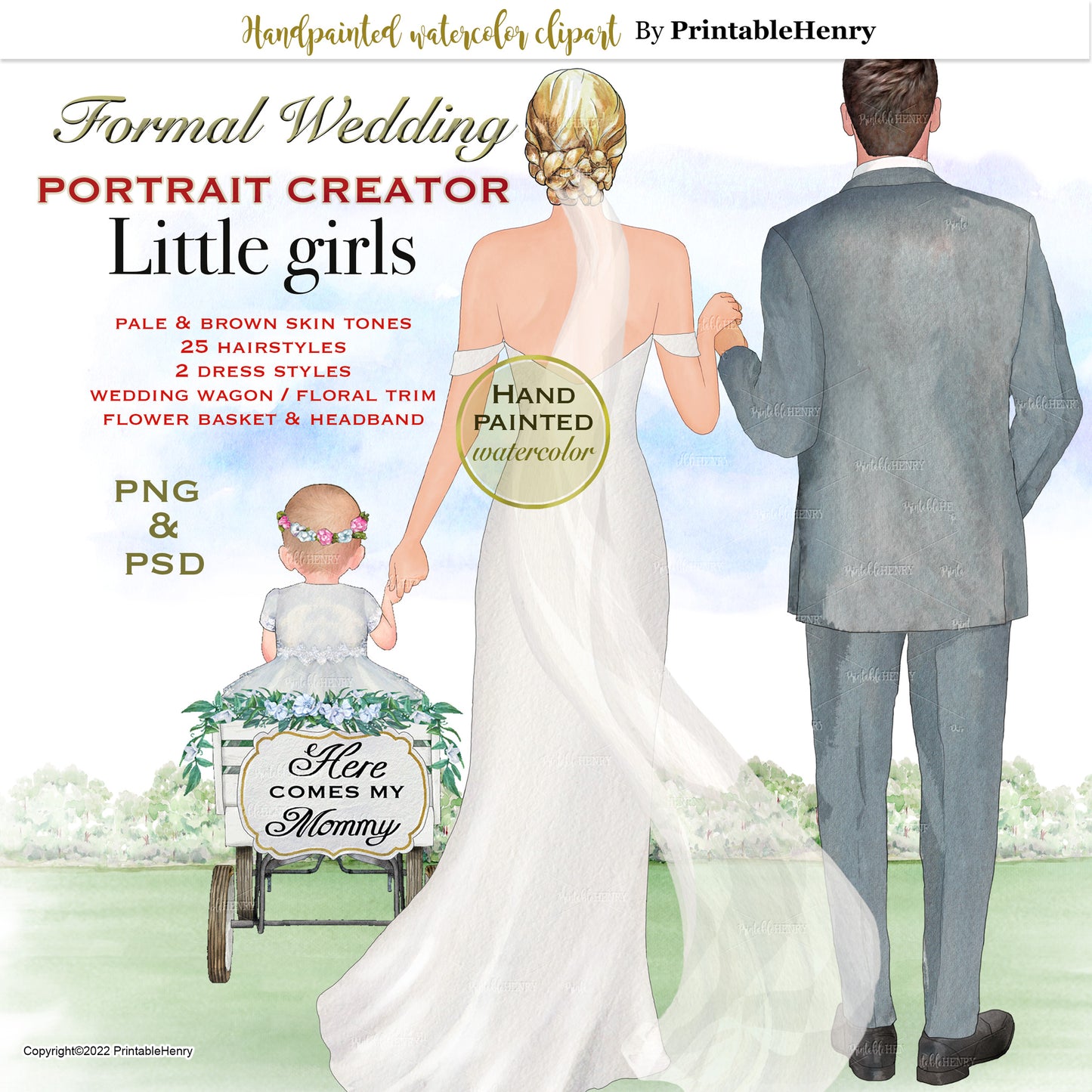 Wedding Girl Portrait watercolor clipart