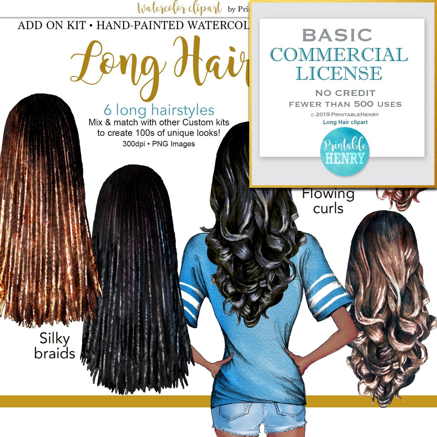 Hairstyles Long Add-On Kit - PrintableHenry