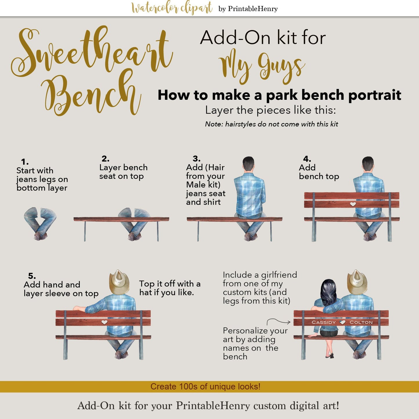 Sweetheart Bench Add-On kit - PrintableHenry